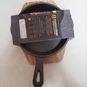 Masterclass Premium Collection Cast Iron Cookware Skillet and Maple Tray NWT!